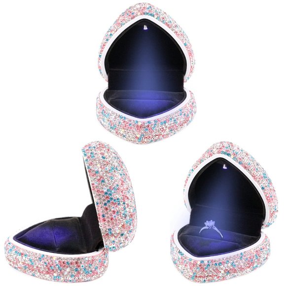 NEW Sparkling Swarovski Crystal Rhinestone Heart Bling Jewelry Ring Box … - Picture 16 of 17